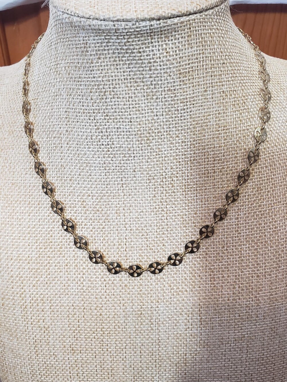 VINTAGE Gold Bonded Cutout Disc Link Necklace 24KGB